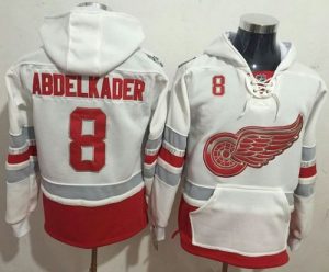 Red Wings #8 Justin Abdelkader White Name & Number Pullover NHL Hoodie