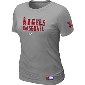 Women's Los Angeles Angels Nike Short Sleeve Practice MLB T-Shirts Light Grey