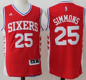 76ers #25 Ben Simmons Red Stitched NBA Jersey