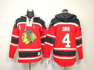 Blackhawks #4 Bobby Orr Red Sawyer Hooded Sweatshirt Embroidered NHL Jersey