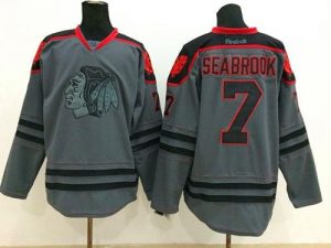 Blackhawks #7 Brent Seabrook Charcoal Cross Check Fashion Stitched NHL Jersey