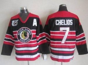 Blackhawks #7 Chris Chelios Red Black 75TH CCM Embroidered NHL Jersey