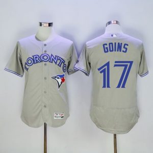 Blue Jays #17 Ryan Goins Grey Flexbase Authentic Collection Stitched MLB Jersey