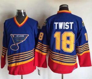 Blues #18 Tony Twist Light Blue Red CCM Throwback Stitched NHL Jersey