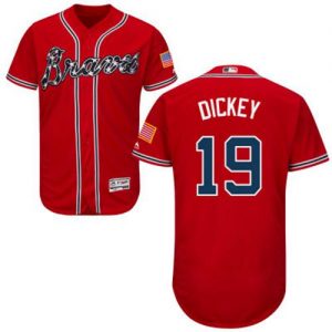 Braves #19 R.A. Dickey Red Flexbase Authentic Collection Stitched MLB Jersey