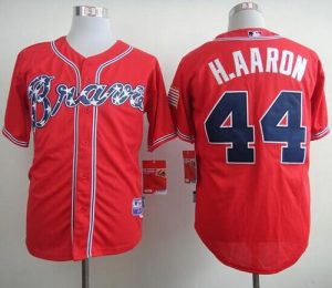 Braves #44 Hank Aaron Red Cool Base Stitched MLB Jersey