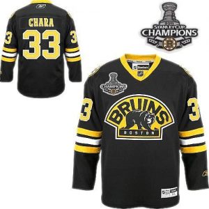 Bruins 2011 Stanley Cup Champions Patch #33 Zdeno Chara Black Third Embroidered NHL Jersey