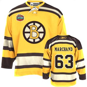 Bruins #63 Brad Marchand Winter Classic Yellow Embroidered NHL Jersey