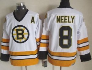 Bruins #8 Cam Neely White Yellow CCM Throwback Stitched NHL Jersey