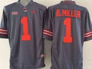 Buckeyes #1 Braxton Miller Grey Limited Stitched NCAA Jersey