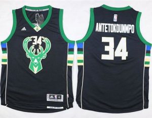 Bucks #34 Giannis Antetokounmpo Black Stitched Youth NBA Jersey