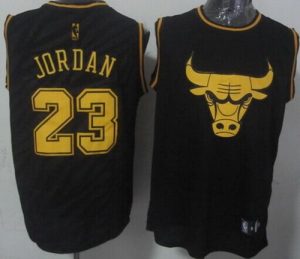 Bulls #23 Michael Jordan Black Precious Metals Fashion Stitched NBA Jersey