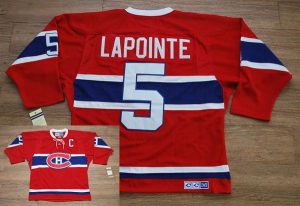 Canadiens #5 Guy Lapointe Embroidered Red CH CCM Throwback NHL Jersey