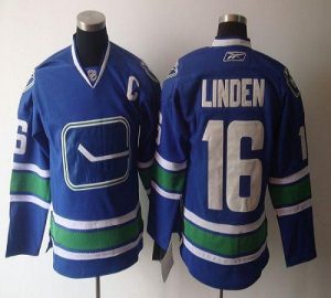 Canucks #16 Trevor Linden Blue Third Embroidered Youth NHL Jersey