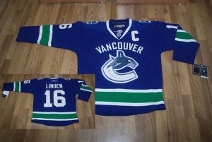 Canucks #16 Trevor Linden Embroidered Blue NHL Jersey