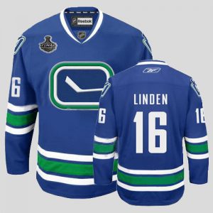 Canucks 2011 Stanley Cup Finals #16 Trevor Linden Blue Third Embroidered Youth NHL Jersey