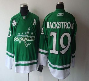 Capitals #19 Nicklas Backstrom Green St. Patty's Day Embroidered NHL Jersey