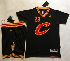 Cavaliers #23 LeBron James Black Short Sleeve C A Set Stitched NBA Jersey