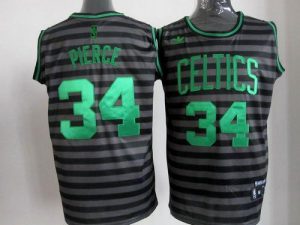 Celtics #34 Paul Pierce Black Grey Groove Embroidered NBA Jersey