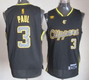 Clippers #3 Chris Paul Black Electricity Fashion Embroidered NBA Jersey