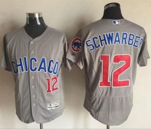 Cubs #12 Kyle Schwarber Grey Flexbase Authentic Collection Road Stitched MLB Jersey