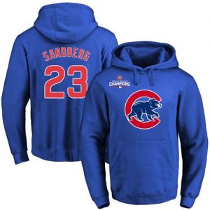 Cubs #23 Ryne Sandberg Blue 2016 World Series Champions Primary Logo Pullover MLB Hoodie