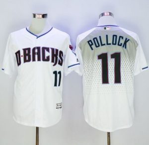 Diamondbacks #11 A. J. Pollock White Capri New Cool Base Stitched MLB Jersey