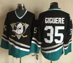 Ducks #35 Jean-Sebastien Giguere Purple Turquoise CCM Throwback Stitched NHL Jersey