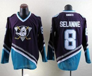 Ducks #8 Teemu Selanne Purple Turquoise CCM Throwback Stitched NHL Jersey