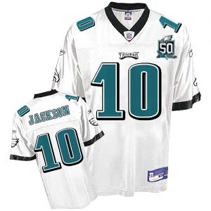 Eagles #10 DeSean Jackson White Team 50TH Anniversary Patch Stitched NFL Jersey