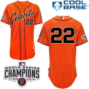 Giants #22 Will Clark Orange Alternate Cool Base W 2014 World Series Champions Stitched MLB Jersey