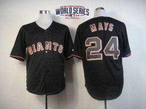 Giants #24 Willie Mays Black Fashion W 2014 World Series Patch Stitched MLB Jersey