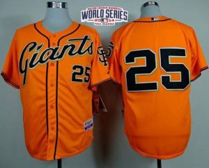 Giants #25 Barry Bonds Orange Alternate Cool Base W 2014 World Series Patch Stitched MLB Jersey