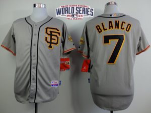 Giants #7 Gregor Blanco Grey Road 2 Cool Base W 2014 World Series Patch Stitched MLB Jersey