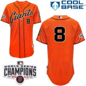 Giants #8 Hunter Pence Orange Cool Base W 2014 World Series Champions Patch Stitched MLB Jersey