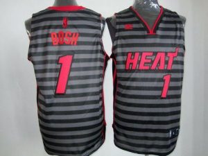 Heat #1 Chris Bosh Black Grey Groove Embroidered NBA Jersey