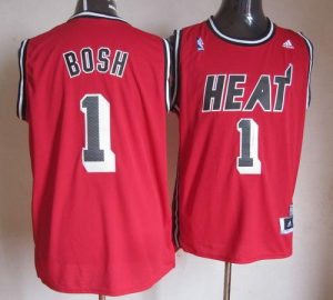 Heat #1 Chris Bosh Red Hardwood Classics Nights Stitched NBA Jersey