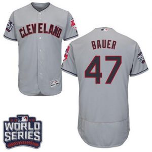 Indians #47 Trevor Bauer Grey Flexbase Authentic Collection 2016 World Series Bound Stitched MLB Jersey