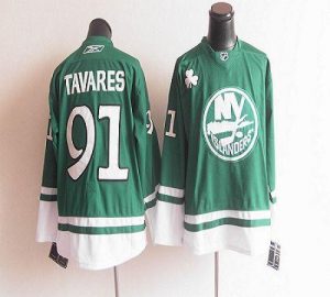 Islanders St Patty's Day #91 John Tavares Green Embroidered Youth NHL Jersey