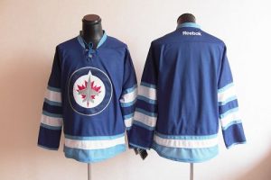 Jets Blank Embroidered Dark Blue 2011 Style NHL Jersey