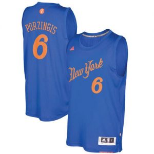 Knicks #6 Kristaps Porzingis Blue 2016-2017 Christmas Day Stitched NBA Jersey