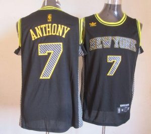 Knicks #7 Carmelo Anthony Black Electricity Fashion Embroidered NBA Jersey