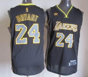 Lakers #24 Kobe Bryant Black Electricity Fashion Embroidered NBA Jersey