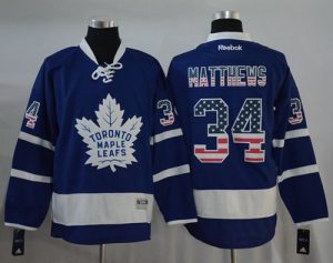 Maple Leafs #34 Auston Matthews Blue USA Flag Fashion Stitched NHL Jersey