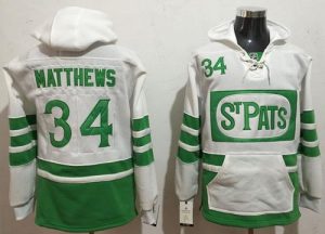 Maple Leafs #34 Auston Matthews White Green St. Patrick's Day Pullover NHL Hoodie