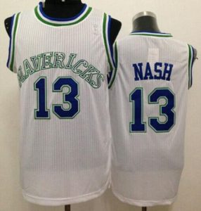 Mavericks #13 Steve Nash White Throwback Stitched NBA Jersey