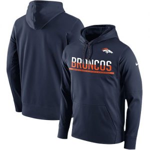 Men's Denver Broncos Nike Navy Sideline Circuit Pullover Performance Hoodie