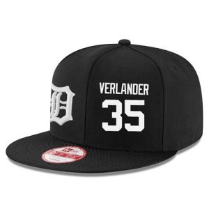 Men's Detroit Tigers #35 Justin Verlander Stitched New Era Black 9FIFTY Snapback Adjustable Hat