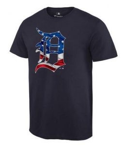 Men's Detroit Tigers USA Flag Fashion T-Shirt Navy Blue