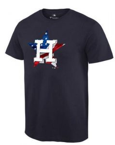 Men's Houston Astros USA Flag Fashion T-Shirt Navy Blue